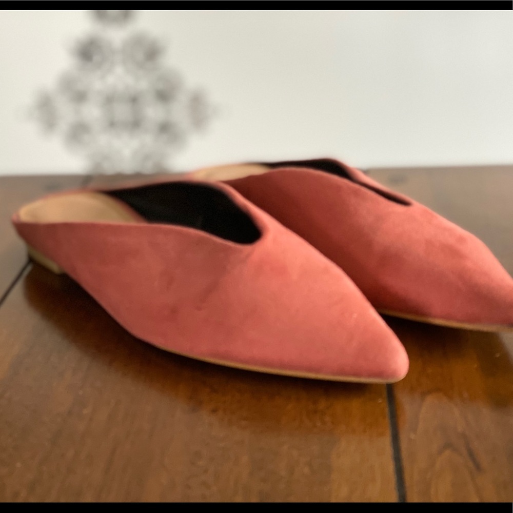 Coral faux suede cut out slip on flats